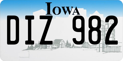 IA license plate DIZ982