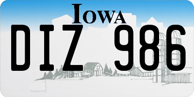 IA license plate DIZ986