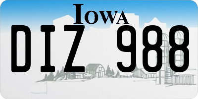 IA license plate DIZ988