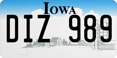 IA license plate DIZ989