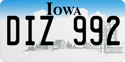IA license plate DIZ992