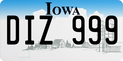 IA license plate DIZ999