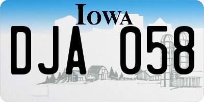 IA license plate DJA058