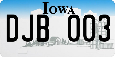 IA license plate DJB003