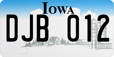 IA license plate DJB012