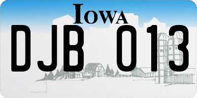 IA license plate DJB013