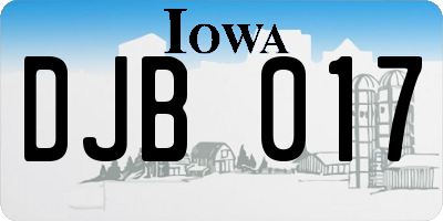 IA license plate DJB017