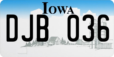 IA license plate DJB036