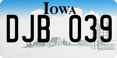 IA license plate DJB039
