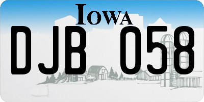 IA license plate DJB058