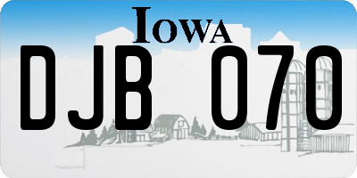IA license plate DJB070