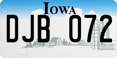 IA license plate DJB072