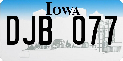IA license plate DJB077