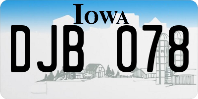 IA license plate DJB078