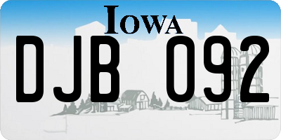 IA license plate DJB092
