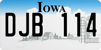 IA license plate DJB114