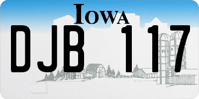 IA license plate DJB117