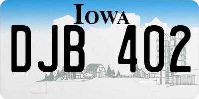 IA license plate DJB402