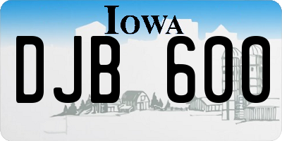 IA license plate DJB600