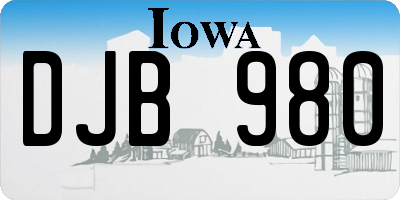 IA license plate DJB980