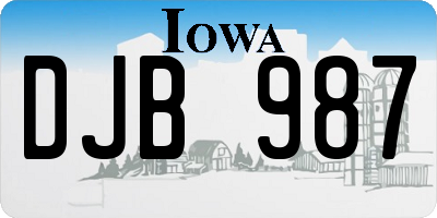 IA license plate DJB987