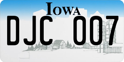 IA license plate DJC007
