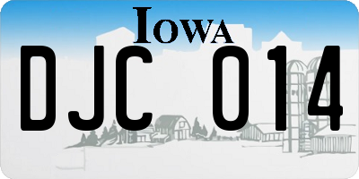 IA license plate DJC014