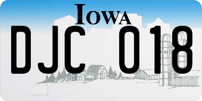IA license plate DJC018