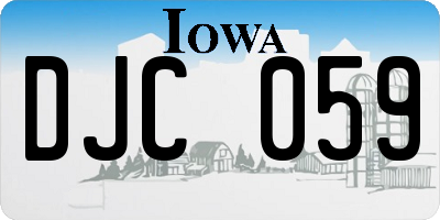 IA license plate DJC059