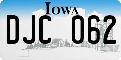 IA license plate DJC062