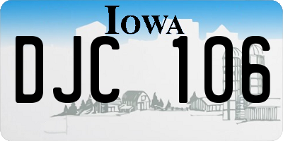 IA license plate DJC106