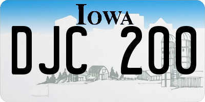IA license plate DJC200