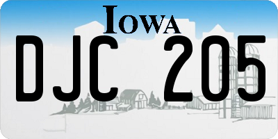 IA license plate DJC205