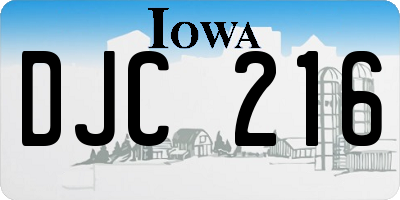 IA license plate DJC216
