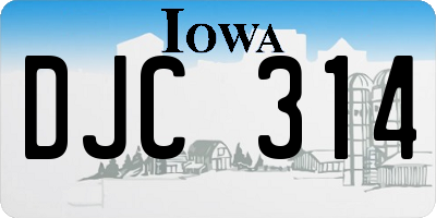 IA license plate DJC314
