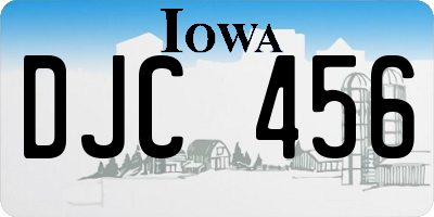 IA license plate DJC456