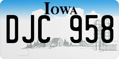 IA license plate DJC958