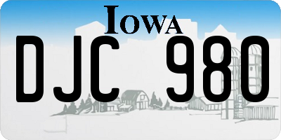 IA license plate DJC980