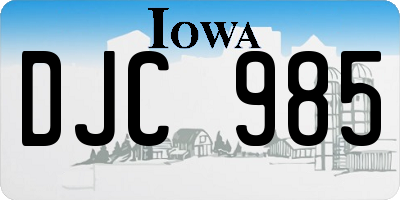IA license plate DJC985