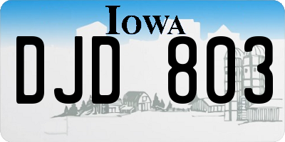 IA license plate DJD803