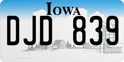 IA license plate DJD839