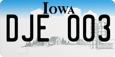 IA license plate DJE003