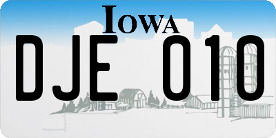 IA license plate DJE010