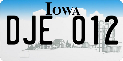 IA license plate DJE012
