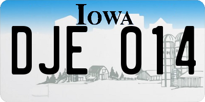 IA license plate DJE014