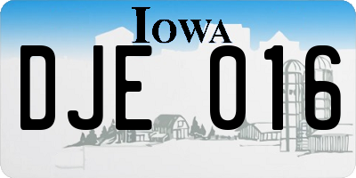 IA license plate DJE016
