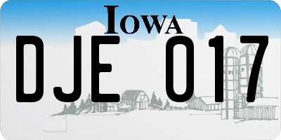 IA license plate DJE017