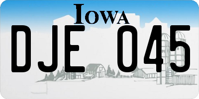 IA license plate DJE045