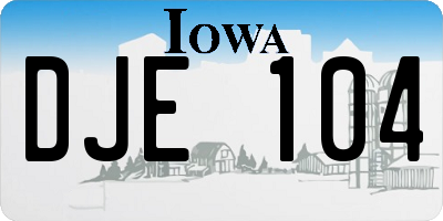 IA license plate DJE104