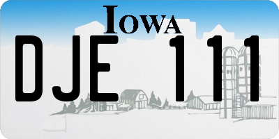IA license plate DJE111